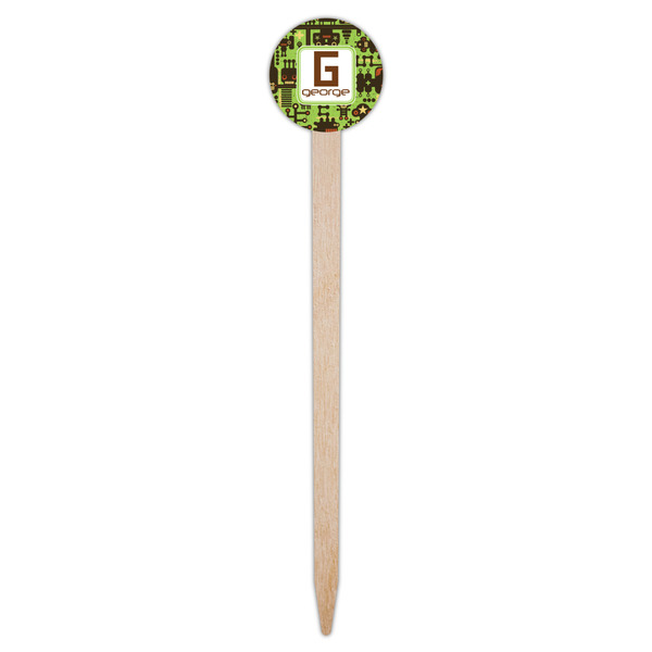 Industrial Robot 1 Wooden 6" Food Pick - Round - Single Pick