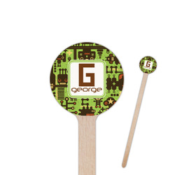 Industrial Robot 1 6" Round Wooden Stir Sticks - Double Sided (Personalized)