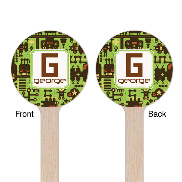 Industrial Robot 1 Wooden 6" Stir Stick - Round - Double Sided - Front & Back