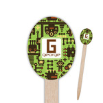 Industrial Robot 1 Oval Wooden Food Picks - Single Sided (Personalized)
