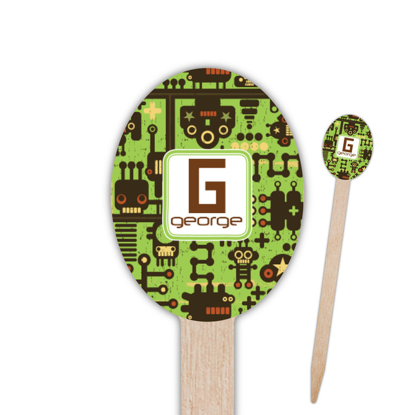 Custom Industrial Robot 1 Oval Wooden Food Picks - Single Sided (Personalized)