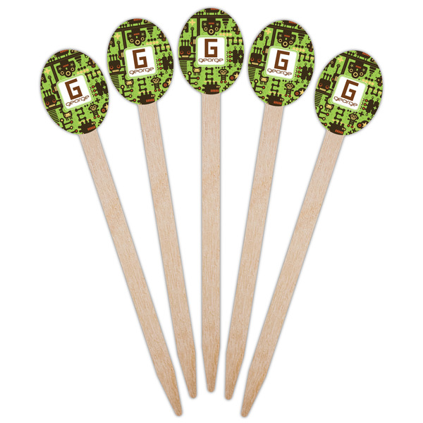 Industrial Robot 1 Wooden Food Pick - Oval - Fan View