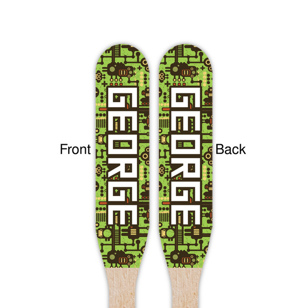 Industrial Robot 1 Wooden Food Pick - Paddle - Double Sided - Front & Back