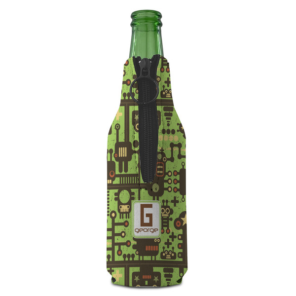 Industrial Robot 1 Zipper Bottle Cooler - BACK (bottle)