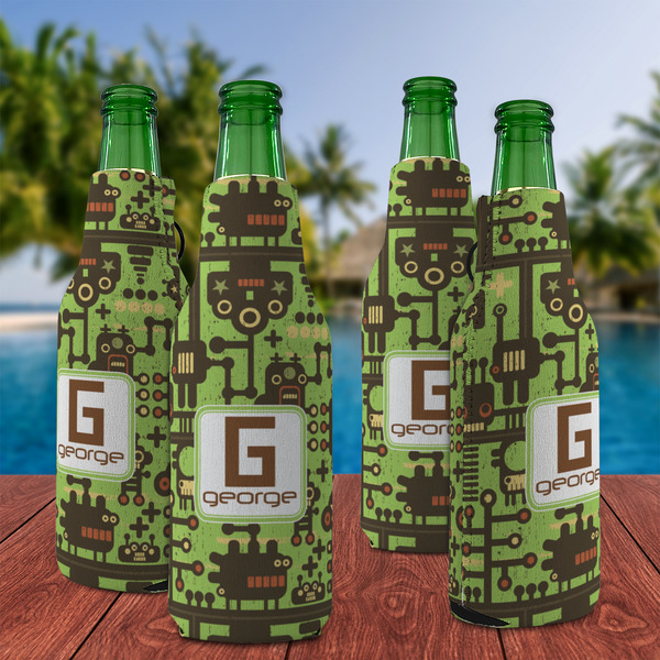 Industrial Robot 1 Zipper Bottle Cooler - Set of 4 - LIFESTYLE