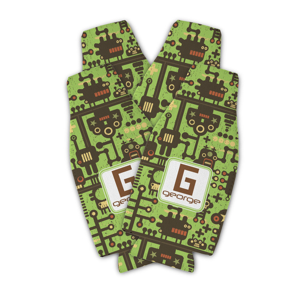 Custom Industrial Robot 1 Zipper Bottle Cooler - Set of 4 (Personalized)