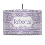 Baby Elephant 12" Drum Pendant Lamp - Fabric (Personalized)