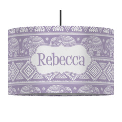Baby Elephant 12" Drum Pendant Lamp - Fabric (Personalized)