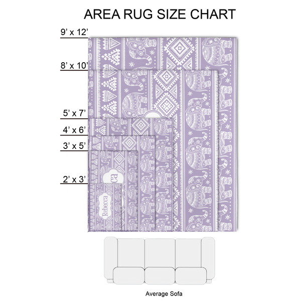 Baby Elephant 2'x3' Indoor Area Rugs - Size Chart