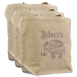 Baby Elephant Reusable Cotton Grocery Bags - Set of 3 (Personalized)