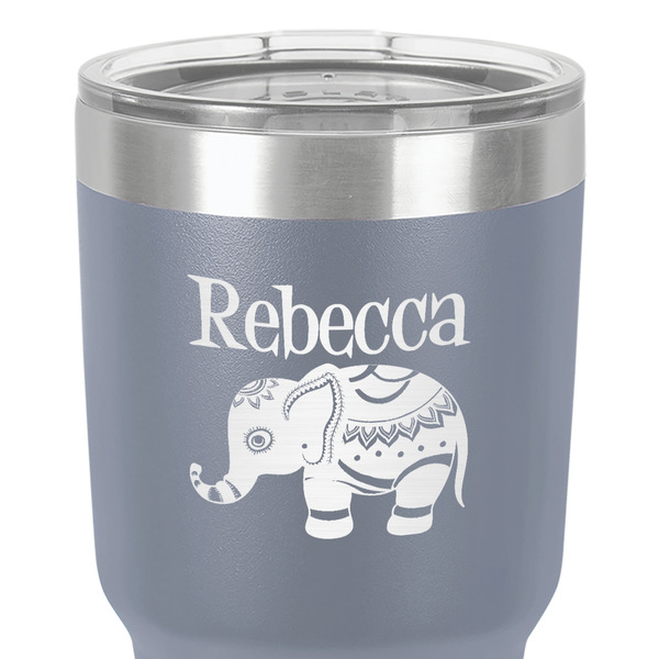 Baby Elephant 30 oz Stainless Steel Ringneck Tumbler - Grey - Close Up
