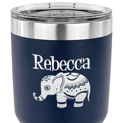 Baby Elephant 30 oz Stainless Steel Tumbler - Navy - Single Sided (Personalized)