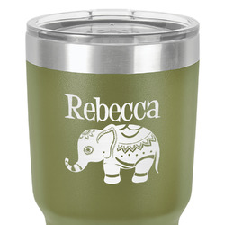 Baby Elephant 30 oz Stainless Steel Tumbler - Olive - Double-Sided (Personalized)