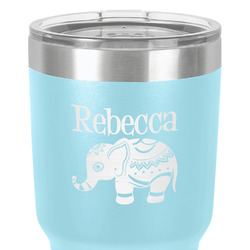 Baby Elephant 30 oz Stainless Steel Tumbler - Teal - Single-Sided (Personalized)
