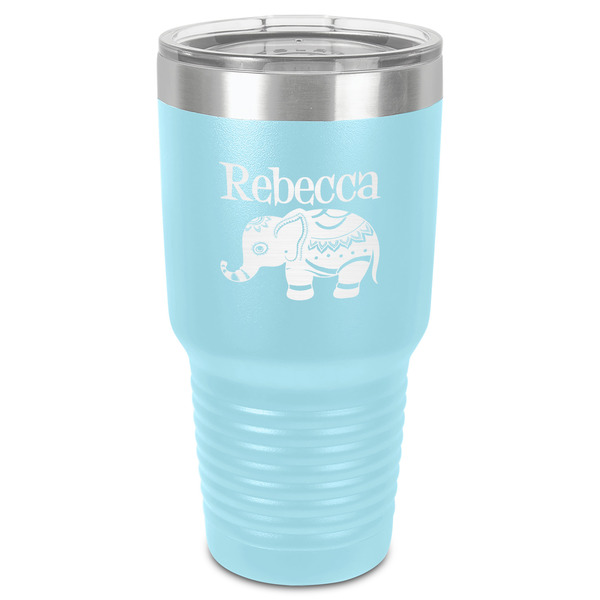 Custom Baby Elephant 30 oz Stainless Steel Tumbler - Teal - Single-Sided (Personalized)