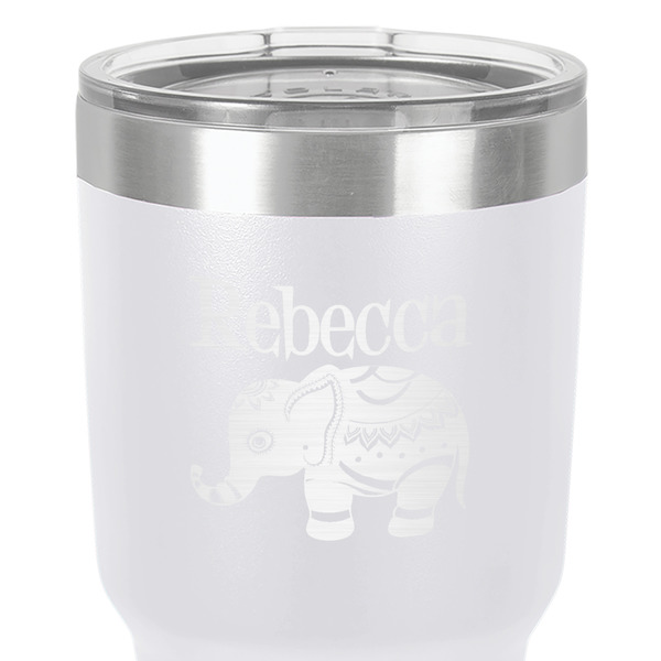 Baby Elephant 30 oz Stainless Steel Ringneck Tumbler - White - Close Up