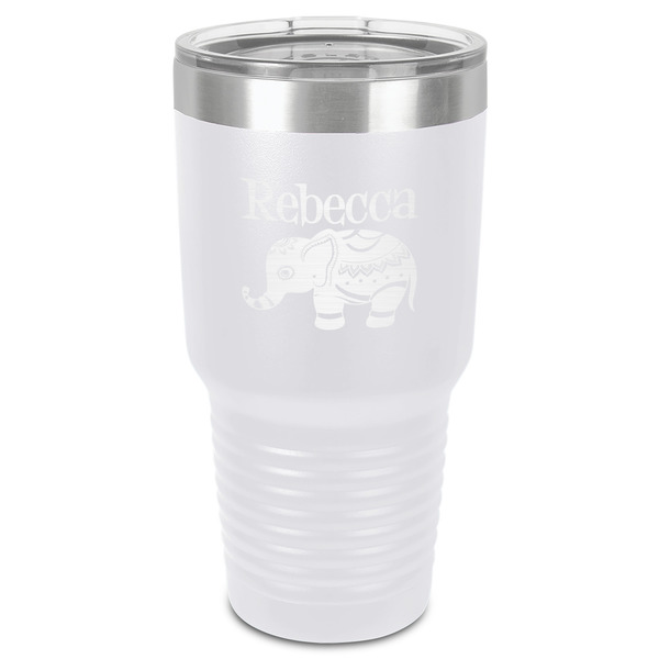 Baby Elephant 30 oz Stainless Steel Ringneck Tumbler - White - Front