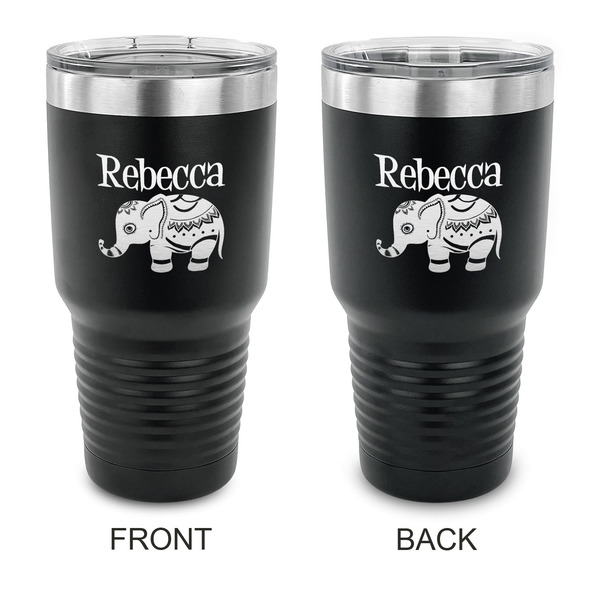 Custom Baby Elephant 30 oz Stainless Steel Tumbler - Black - Double Sided (Personalized)