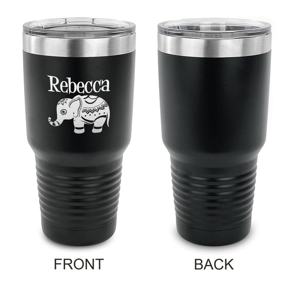Baby Elephant 30 oz Stainless Steel Ringneck Tumblers - Black - Single Sided - APPROVAL