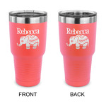 Baby Elephant 30 oz Stainless Steel Tumbler - Coral - Double Sided (Personalized)