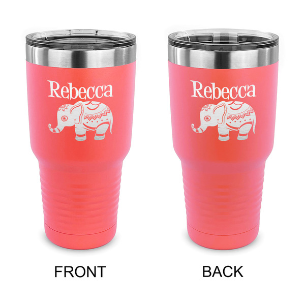 Custom Baby Elephant 30 oz Stainless Steel Tumbler - Coral - Double Sided (Personalized)