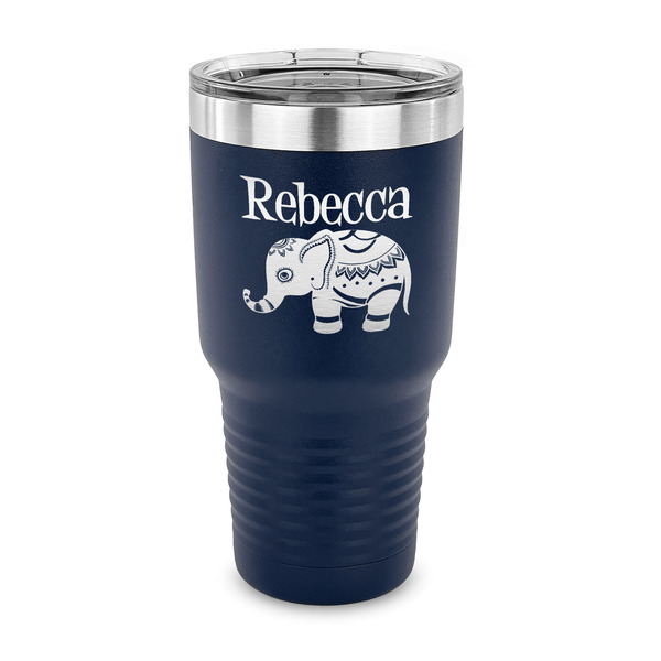 Custom Baby Elephant 30 oz Stainless Steel Tumbler - Navy - Single Sided (Personalized)