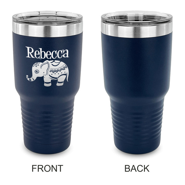 Baby Elephant 30 oz Stainless Steel Ringneck Tumblers - Navy - Single Sided - APPROVAL