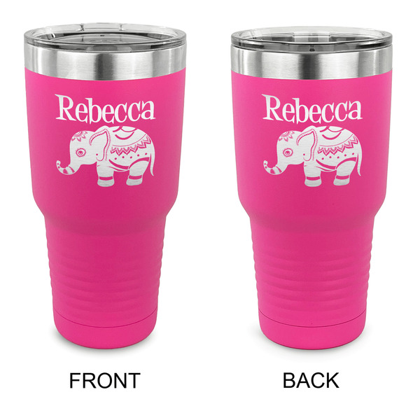Custom Baby Elephant 30 oz Stainless Steel Tumbler - Pink - Double Sided (Personalized)