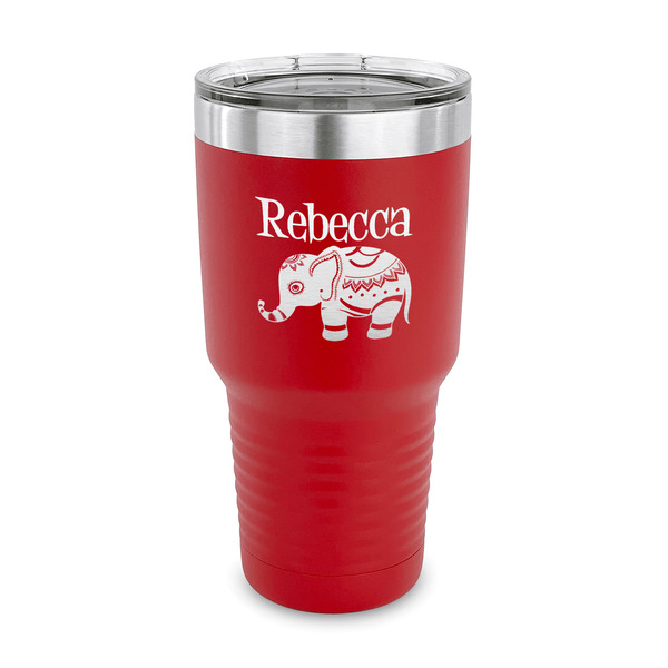 Baby Elephant 30 oz Stainless Steel Ringneck Tumblers - Red - FRONT