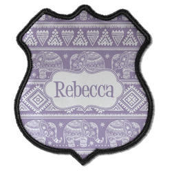 Baby Elephant Iron On Shield Patch C w/ Name or Text