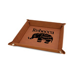 Baby Elephant 6" x 6" Faux Leather Valet Tray w/ Name or Text