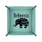 Baby Elephant 6" x 6" Teal Leatherette Snap Up Tray - FOLDED UP