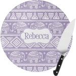 Baby Elephant Round Glass Cutting Board - Small (Personalized)