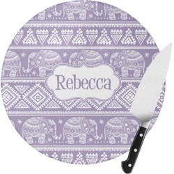 Baby Elephant Round Glass Cutting Board - Small (Personalized)