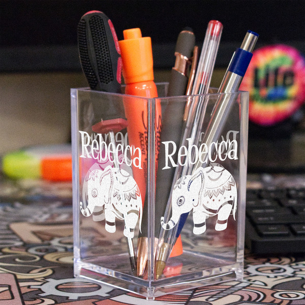 Baby Elephant Acrylic Pen Holder - In Context