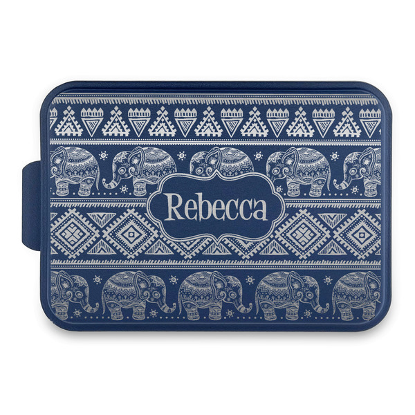 Custom Baby Elephant Aluminum Baking Pan with Navy Lid (Personalized)