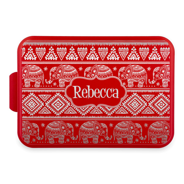 Custom Baby Elephant Aluminum Baking Pan with Red Lid (Personalized)