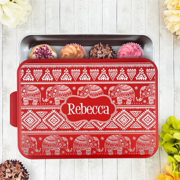 Baby Elephant Aluminum Baking Pan - Red Lid - LIFESTYLE