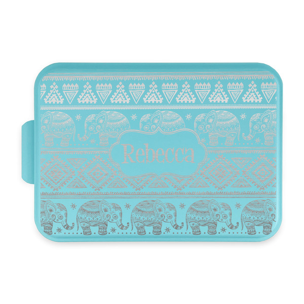 Custom Baby Elephant Aluminum Baking Pan with Teal Lid (Personalized)