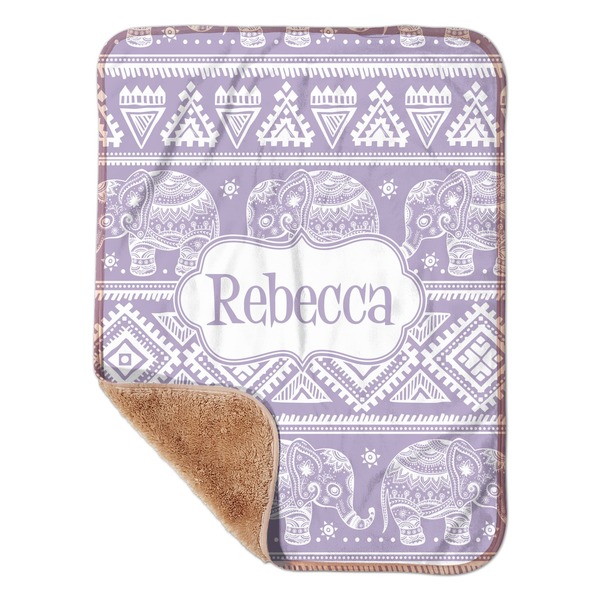 Custom Baby Elephant Sherpa Baby Blanket - 30" x 40" w/ Name or Text
