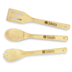 Baby Elephant Bamboo Cooking Utensil Set - Double Sided (Personalized)