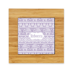 Baby Elephant Bamboo Trivet with Ceramic Tile Insert (Personalized)