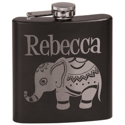 Baby Elephant Black Flask Set (Personalized)