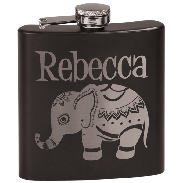 Custom Baby Elephant Black Flask Set (Personalized)
