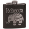 Baby Elephant Black Flask - Engraved Front