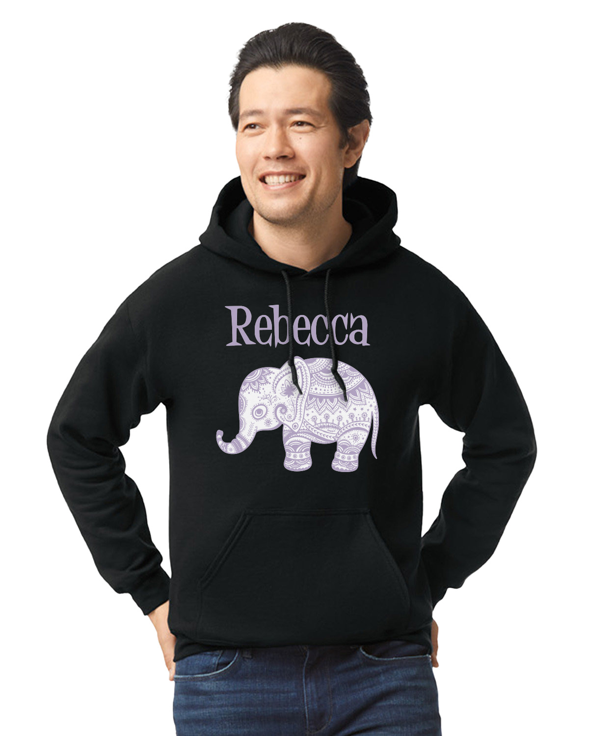 Custom Baby Elephant Hoodie - Black (Personalized Custom Baby Elephant Hoodie - Black (Personalized