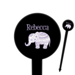 Baby Elephant 6" Round Plastic Food Picks - Black - Double Sided (Personalized)