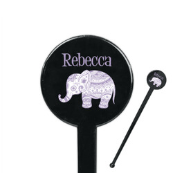 Baby Elephant 7" Round Plastic Stir Sticks - Black - Double Sided (Personalized)