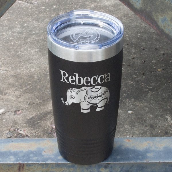 Baby Elephant Black Polar Camel Tumbler - 20oz - Angled