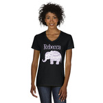 Baby Elephant Women's V-Neck T-Shirt - Black (Personalized)